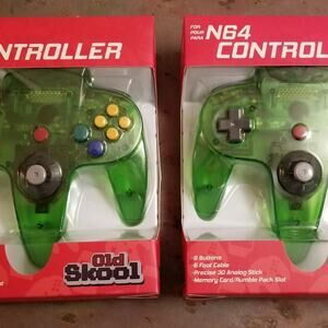 2 N64 Controllers - Jungle Green (NEW) - Nintendo64 - Funtastic - Old Skool